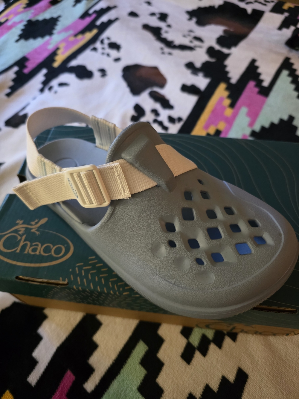 Chaco Women's Baby BLUE Ventilated Slip-On Sandal with White Strap